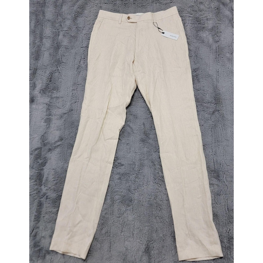 Taylor Stitch The Stevens Pants Mens 31 (Fits 32x36) Beige Linen Herringbone